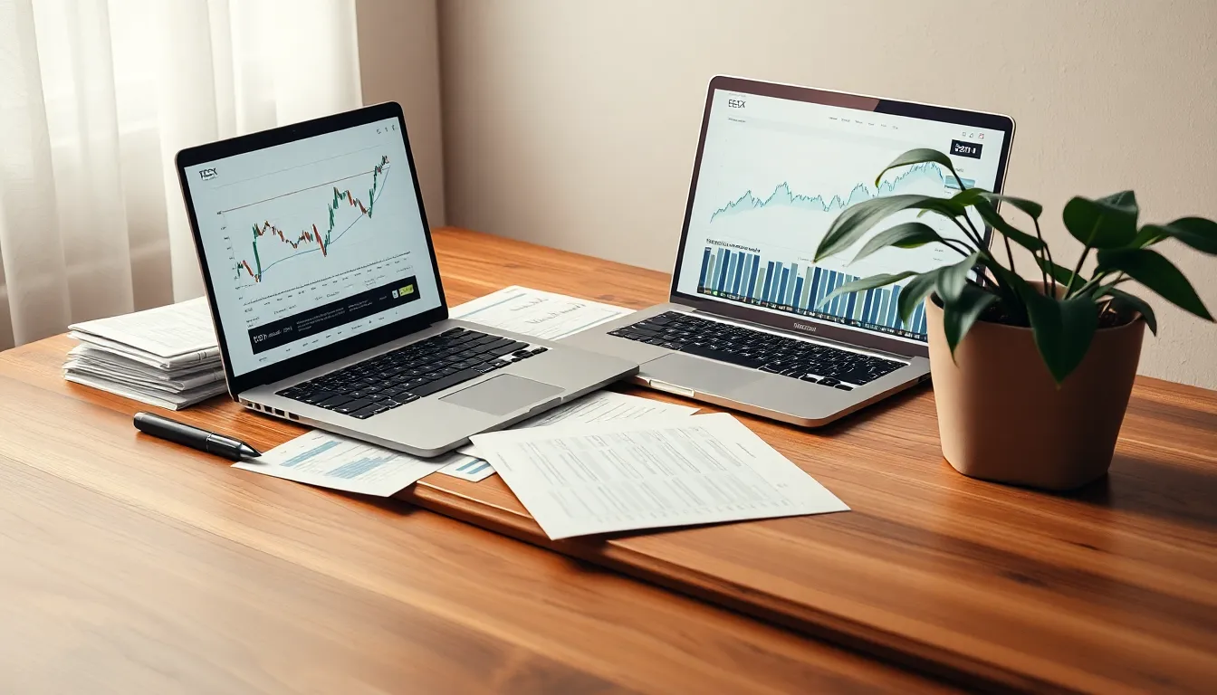 주식 시장 급등락 그래프와 경제 뉴스 화면