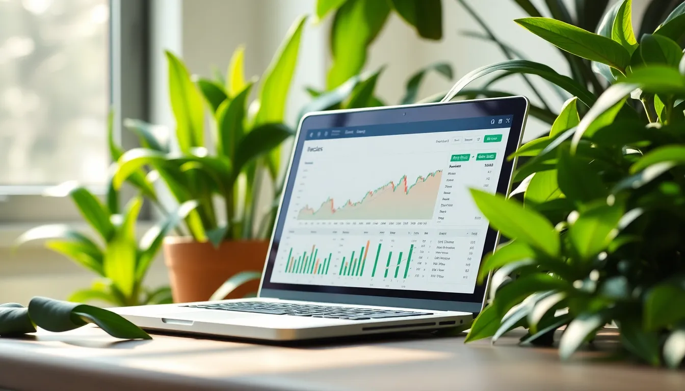 주식 시장 그래프와 다양한 경제 지표 아이콘