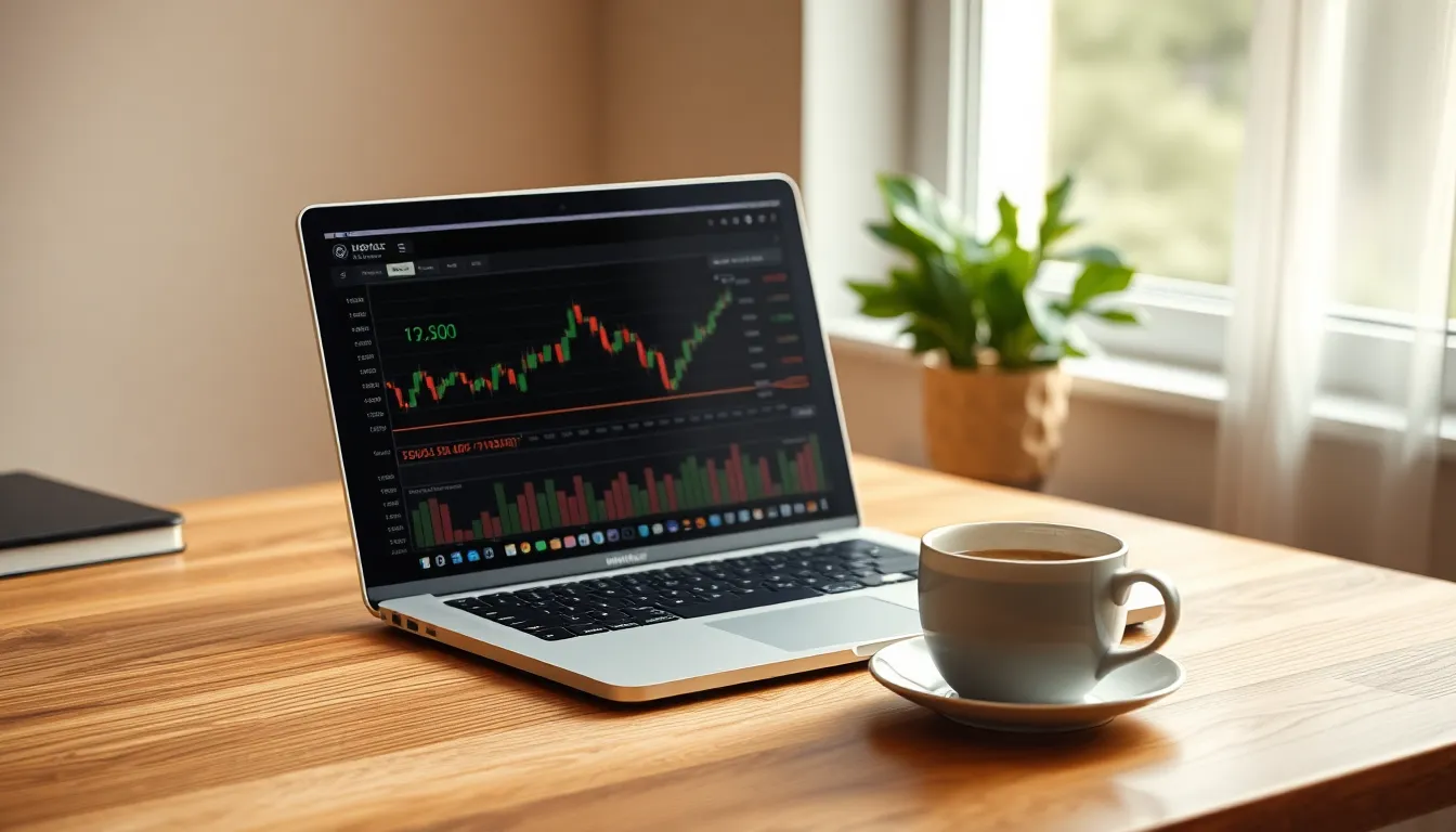 주식 시장 그래프와 투자자가 지켜보는 모습